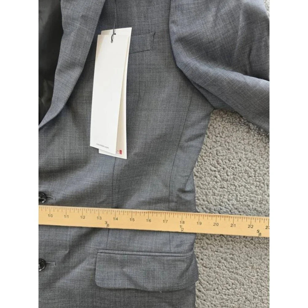 Calvin Klein Slim-Fit Wool Stretch Suit Jacket Men's 40L Gay Heather Long Sleeve